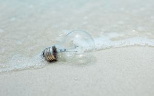 Preview wallpaper light bulb, beach, water, waves, sand