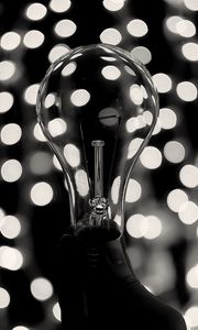 Preview wallpaper light bulb, bw, bokeh, glare