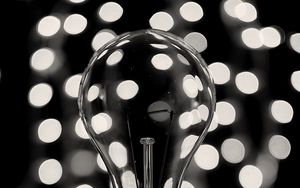 Preview wallpaper light bulb, bw, bokeh, glare