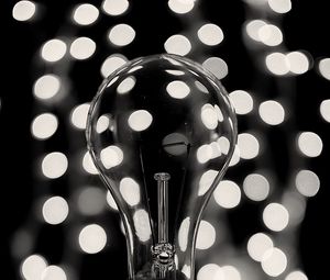 Preview wallpaper light bulb, bw, bokeh, glare