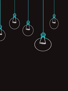 Preview wallpaper light bulb, drawing, vector, minimalism, black background