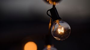 Preview wallpaper light bulb, garland, light, blur