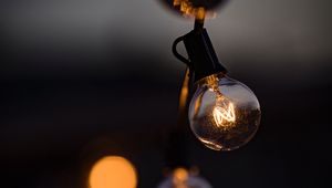 Preview wallpaper light bulb, garland, light, blur