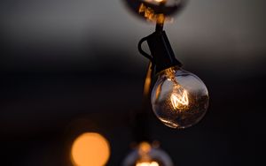 Preview wallpaper light bulb, garland, light, blur