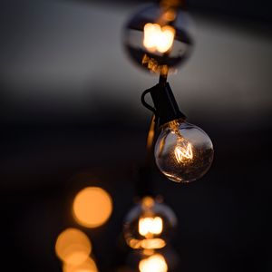Preview wallpaper light bulb, garland, light, blur