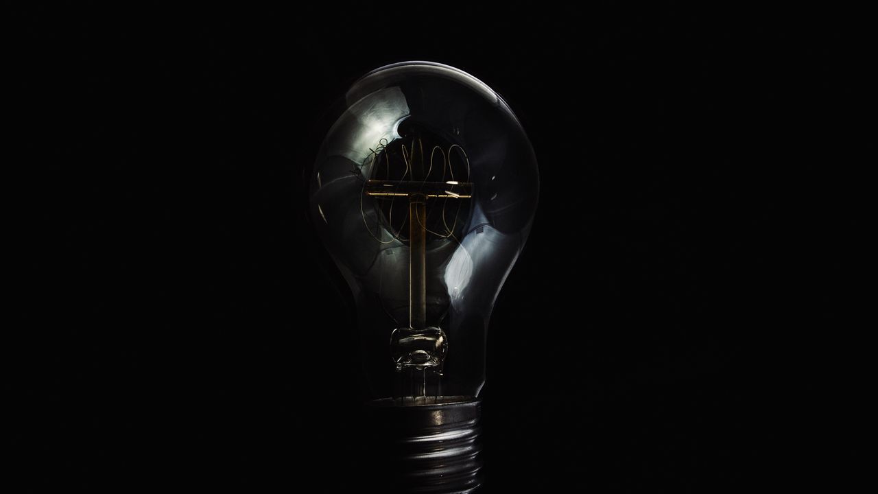 Wallpaper light bulb, glass, transparent, dark