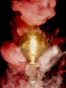 Preview wallpaper light bulb, glow, smoke, darkness