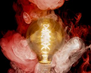 Preview wallpaper light bulb, glow, smoke, darkness