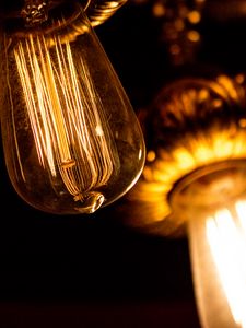 Preview wallpaper light bulb, incandescent lamp, electricity, light, dark