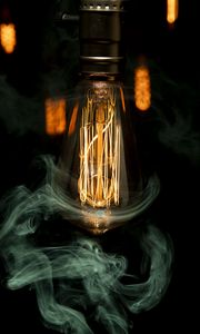 Preview wallpaper light bulb, incandescent, light, smoke, dark