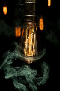 Preview wallpaper light bulb, incandescent, light, smoke, dark