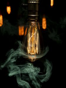 Preview wallpaper light bulb, incandescent, light, smoke, dark