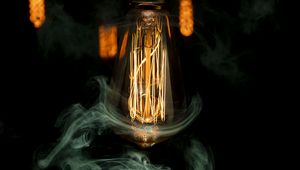 Preview wallpaper light bulb, incandescent, light, smoke, dark