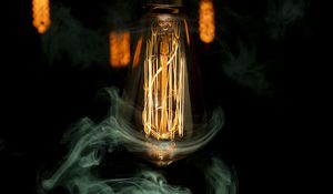 Preview wallpaper light bulb, incandescent, light, smoke, dark