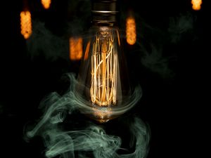 Preview wallpaper light bulb, incandescent, light, smoke, dark