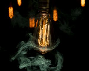 Preview wallpaper light bulb, incandescent, light, smoke, dark