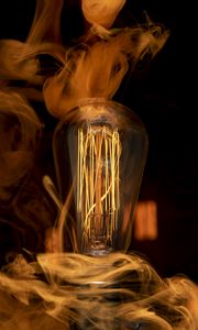 Preview wallpaper light bulb, lamp, light, electricity, smoke, dark