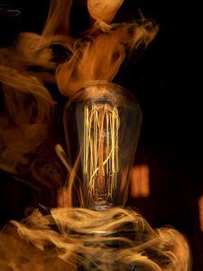 Preview wallpaper light bulb, lamp, light, electricity, smoke, dark