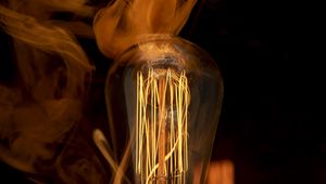 Preview wallpaper light bulb, lamp, light, electricity, smoke, dark