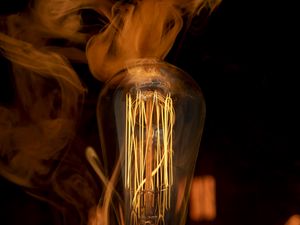 Preview wallpaper light bulb, lamp, light, electricity, smoke, dark