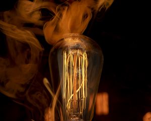 Preview wallpaper light bulb, lamp, light, electricity, smoke, dark