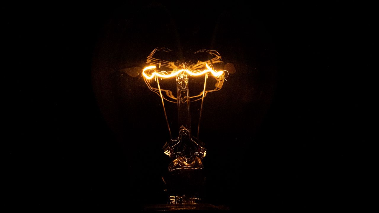Wallpaper light bulb, light, electricity, dark, black