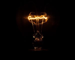 Preview wallpaper light bulb, light, electricity, dark, black