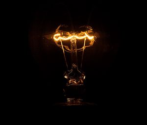 Preview wallpaper light bulb, light, electricity, dark, black