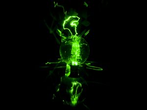 Preview wallpaper light bulb, lightning, darkness, green