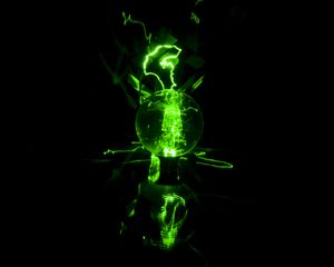 Preview wallpaper light bulb, lightning, darkness, green