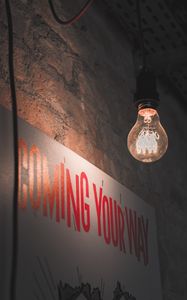 Preview wallpaper light bulb, sign, inscription, light, lighting