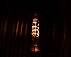 Preview wallpaper light bulb, spiral, light, lighting, darkness