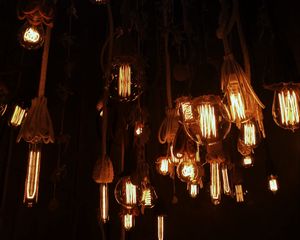 Preview wallpaper light bulbs, chandeliers, ropes, lighting, light, electricity