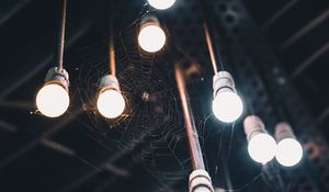 Preview wallpaper light bulbs, cobweb, spider, light, lighting