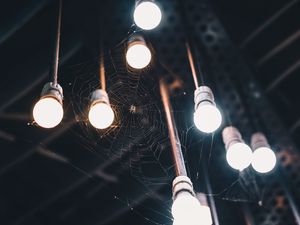 Preview wallpaper light bulbs, cobweb, spider, light, lighting
