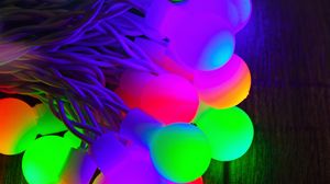 Preview wallpaper light bulbs, colorful, wires, illumination