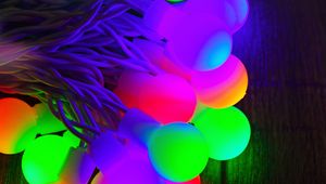 Preview wallpaper light bulbs, colorful, wires, illumination