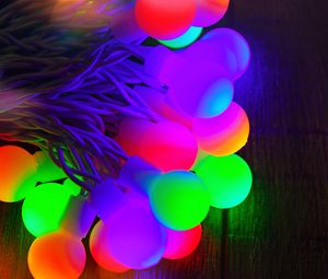 Preview wallpaper light bulbs, colorful, wires, illumination