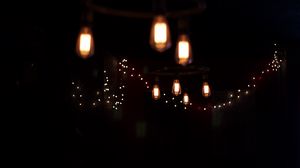 Preview wallpaper light bulbs, garland, lighting, darkness, dark