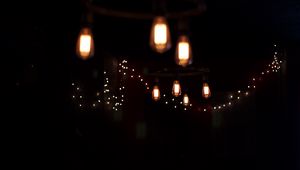 Preview wallpaper light bulbs, garland, lighting, darkness, dark