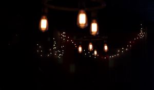 Preview wallpaper light bulbs, garland, lighting, darkness, dark