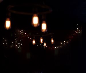 Preview wallpaper light bulbs, garland, lighting, darkness, dark