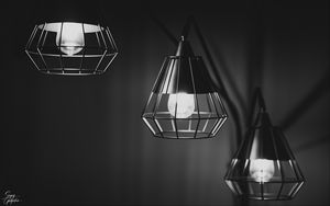 Preview wallpaper light bulbs, lamps, black and white