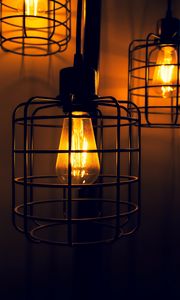 Preview wallpaper light bulbs, lanterns, light, electricity, dark