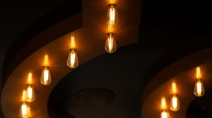 Preview wallpaper light bulbs, light, bokeh, blur, ceiling