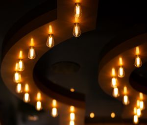 Preview wallpaper light bulbs, light, bokeh, blur, ceiling