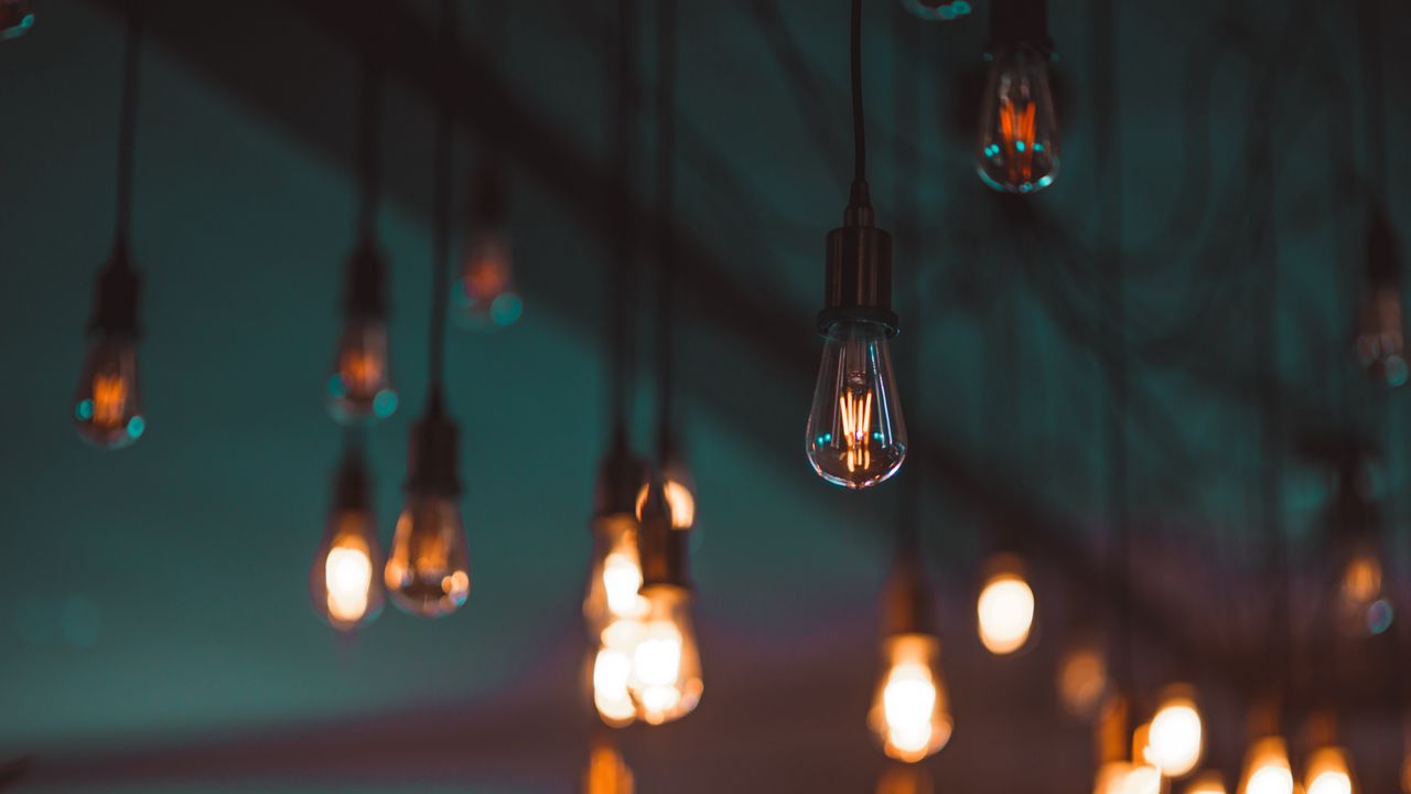 Wallpaper light bulbs, lighting, electricity, blur, ceiling