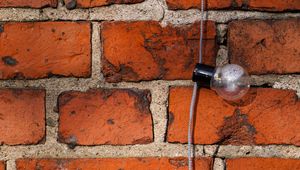 Preview wallpaper light bulbs, wire, bricks, wall