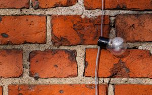 Preview wallpaper light bulbs, wire, bricks, wall