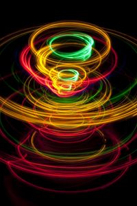Preview wallpaper light, circles, long exposure, colorful, glow